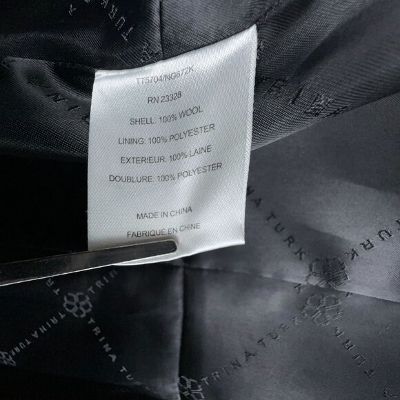 Trina Turk Juliette Flare Wool Trench Coat Womens Size 6 Tie Waist NG672K Black - Picture 9 of 15